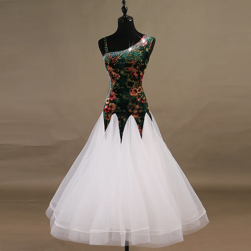 

Standard Ballroom Dance Dress Adult Elegant White Waltz Dance Skirt Women High Quality Ballroom Competition Dancing Dresses
