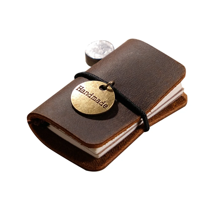 Mini Portable Rope Notebook with Metal Cover Pendant Bag Decor Leather Cover, Size: 4.5x3cm, 32 Sheets, Blank Page