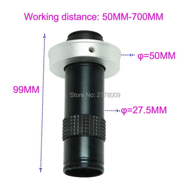 Industrial Microscope 5X-100X C-mount Lens Large Field of View High Working Distance Monocular Video Magnifying Glass