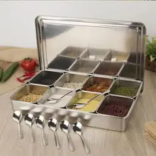 Толстая нержавеющая сталь японский глубокая приправа хранения банка коробки набор специй стойки образец бутылки еда дисплей коробки