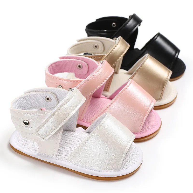 

Baby Girls Shoes Rubber Sole Lether Princess Outdoor Sandals Flat Roman Non-Slip Sneakers Newborn for 0-18M