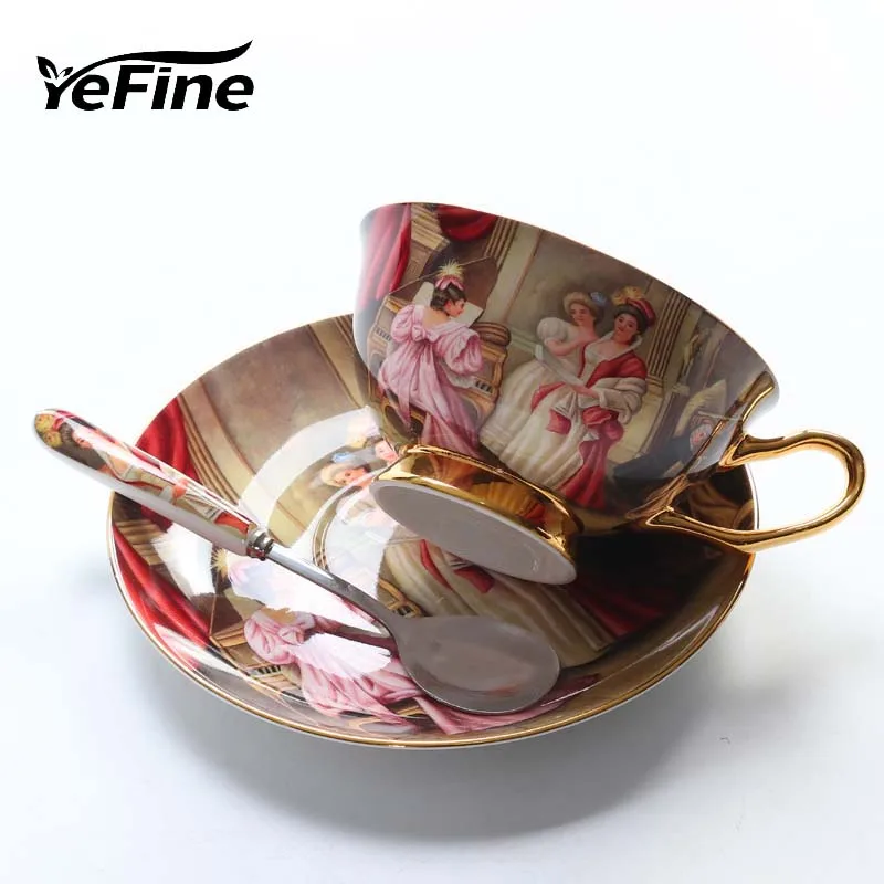 YeFine Высокое качество костяного фарфора кофейные чашки винтажные керамические на