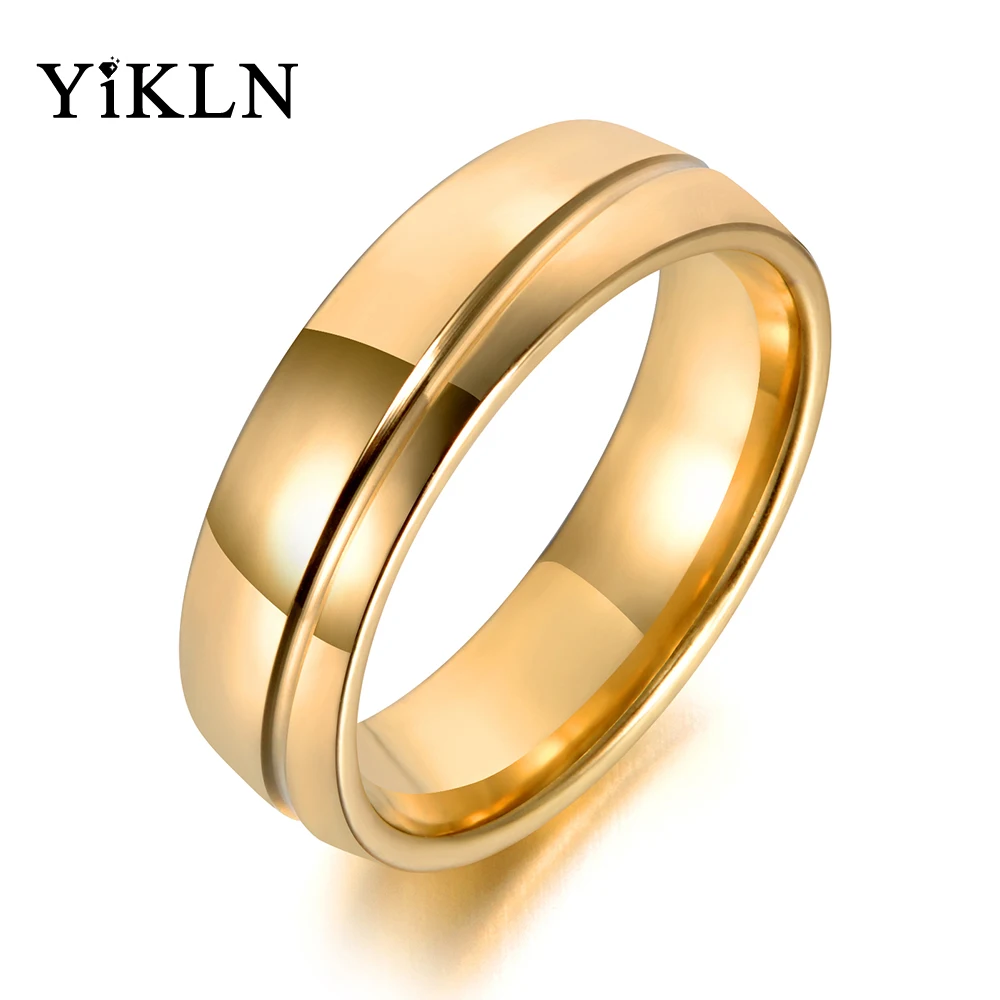 

YiKLN Curve Strip Gold Color Stainless Steel Ring For Women Men Simple Couple Titanium Steel Wedding Ring Jewelry Anneau YR18120