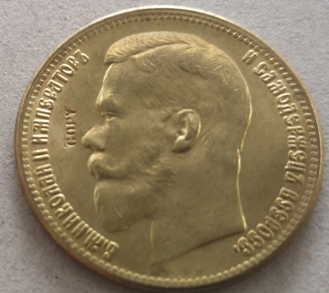 

1908 Russia 25 Rubles 2 1/2 EMPIRE - Nikolai II 22k Gold plated rouble
