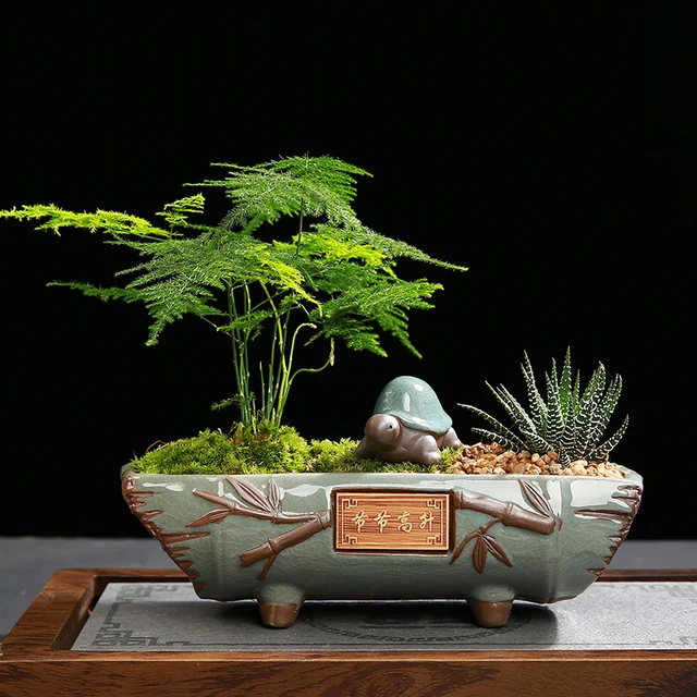 Chinese Style Succulent Plants Planter Ceramic Process Flowerpot Large