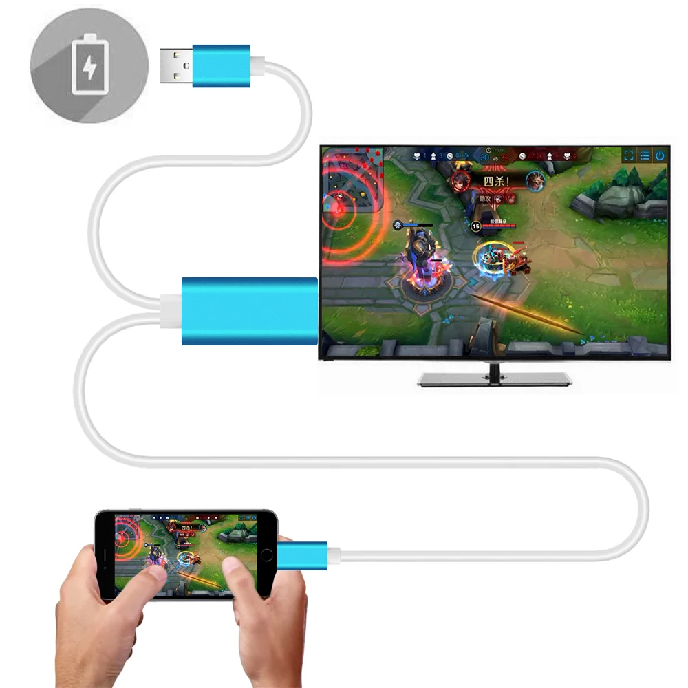 

8Pin to HDMI Adapter 1080P 4K Male To Male HDMI Cable Adapter Converter With Charging Cable for Iphone 6s 6 7 Plus Video Cable