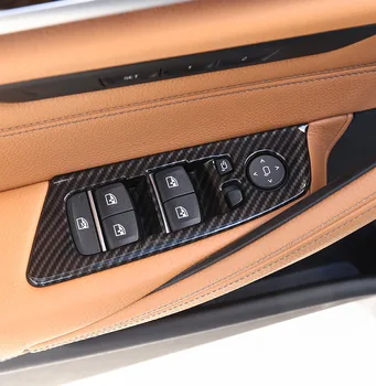 

4 x Carbon fiber For BMW New 5 Series G30 2017 2018 Car ABS Plastic Chrome Window Lift Button Frame Trim Accessories