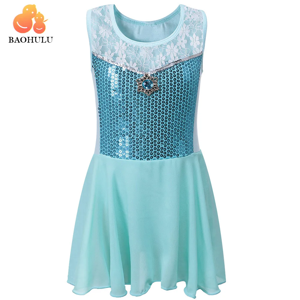 BAOHULU/платье Анны и Эльзы для девочек Карнавальный Костюм Детское бальное платье-пачка с блестками для От 3 до 12 лет и девочек-подростков