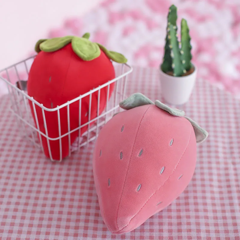 

New Simulation Fruit Plush Toy Strawberry Pillow Home Decor Doll Strawberry Pillow Fluffy Toy 15cm