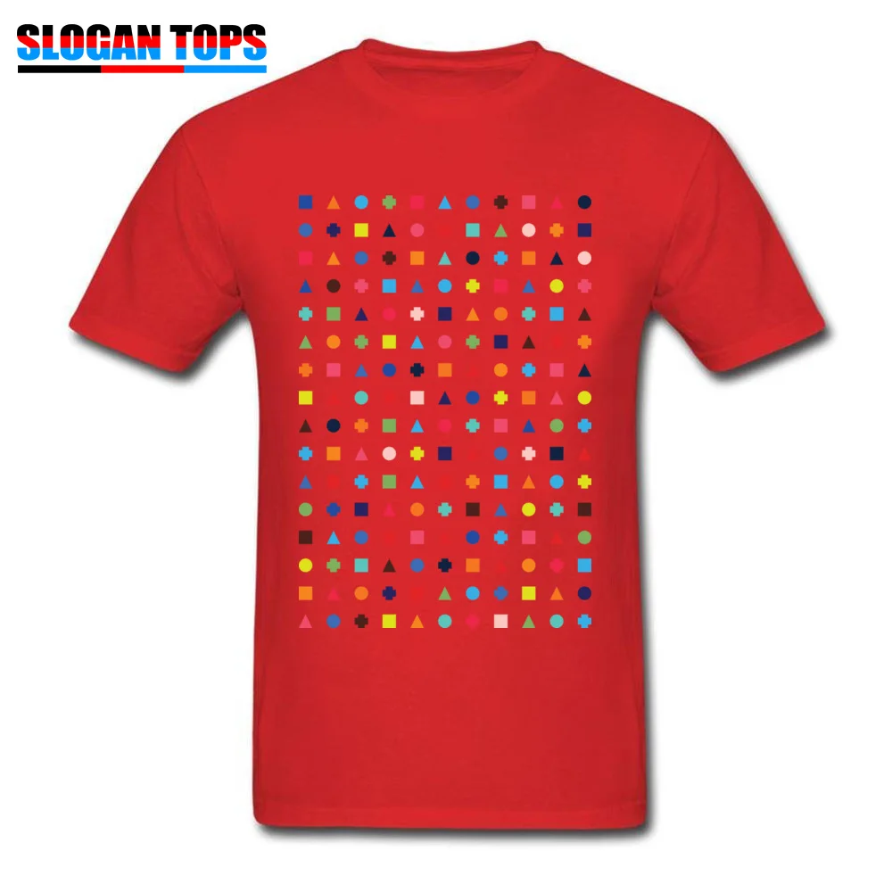 T Shirt Tops Shirts Dot Triangle Square Plus Repeat! Labor Day Pure Cotton Round Collar Men's T-shirts Design 2018 Hot Sale Dot Triangle Square Plus Repeat! red
