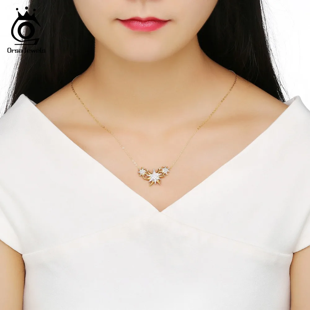 ORSA JEWELS 925 Стерлинговое серебро женские ожерелья и кулоны золотистого цвета