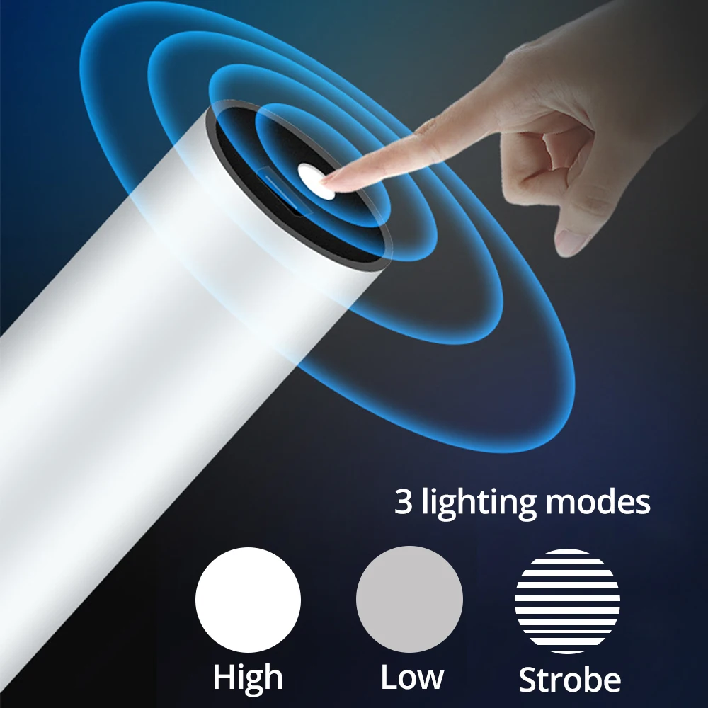 USB Перезаряжаемый простой Креативный светодиодный фонарик из алюминиевого сплава, 3 режима освещения, расстояние освещения 200 метров