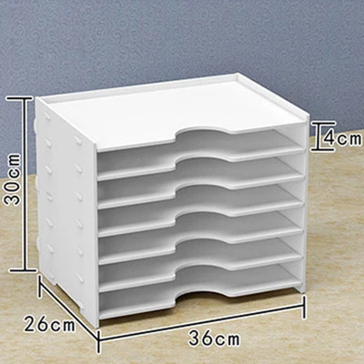 Multi-layer Folder Storage Box File Box Office Stationery Desktop Rack Assembled PVC Document Shelf for Office - Цвет: 6 layers