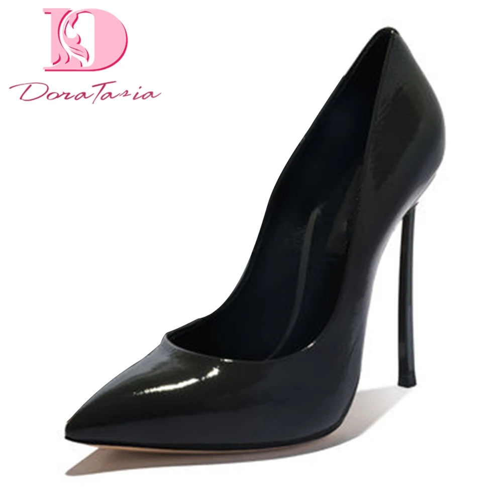 

DoraTasia 2018 large size 33-45 party wedding women pumps thin high heels pointed toe black red Shoes Woman pumps
