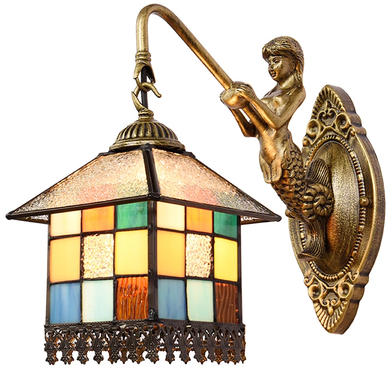 

light bedroom bedside lamp wall lamp lamp European Mediterranean small house lighting retro creative Wall Lamps DF79