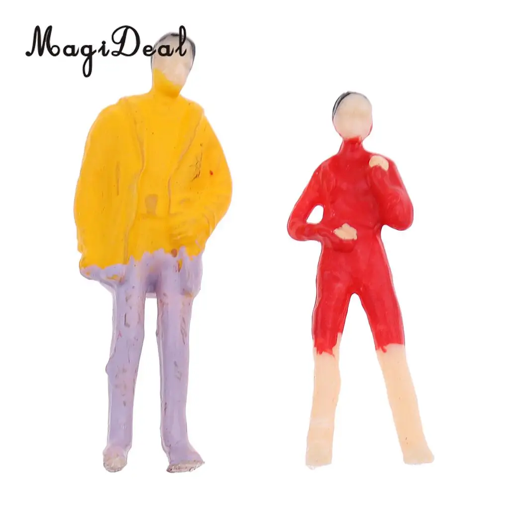 MagiDeal 20Pcs Layout Model People Passenger Figure Train HO Painted 1/75 for Street Park Train Scene Building Landscape Toys