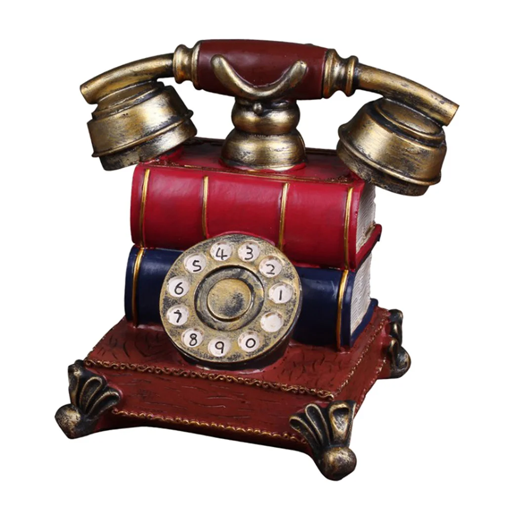 Retro Red Telephone Rotary Dial Coin Money Saving Piggy Bank Gift Home Decor
