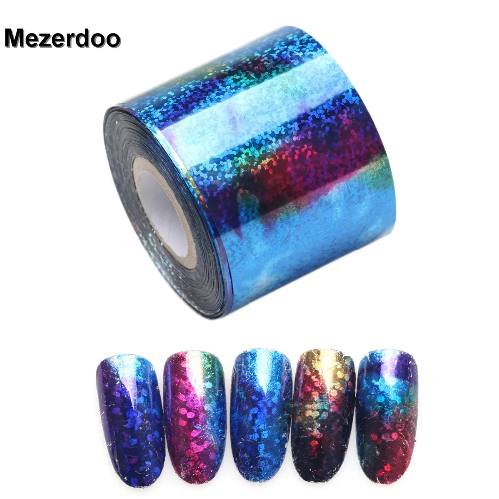 Royal Blue Starry Sky Holographic Nail Art Transfer Foil Nails Sticker Decals Nail Tip Decoration 5cm*120m Roll