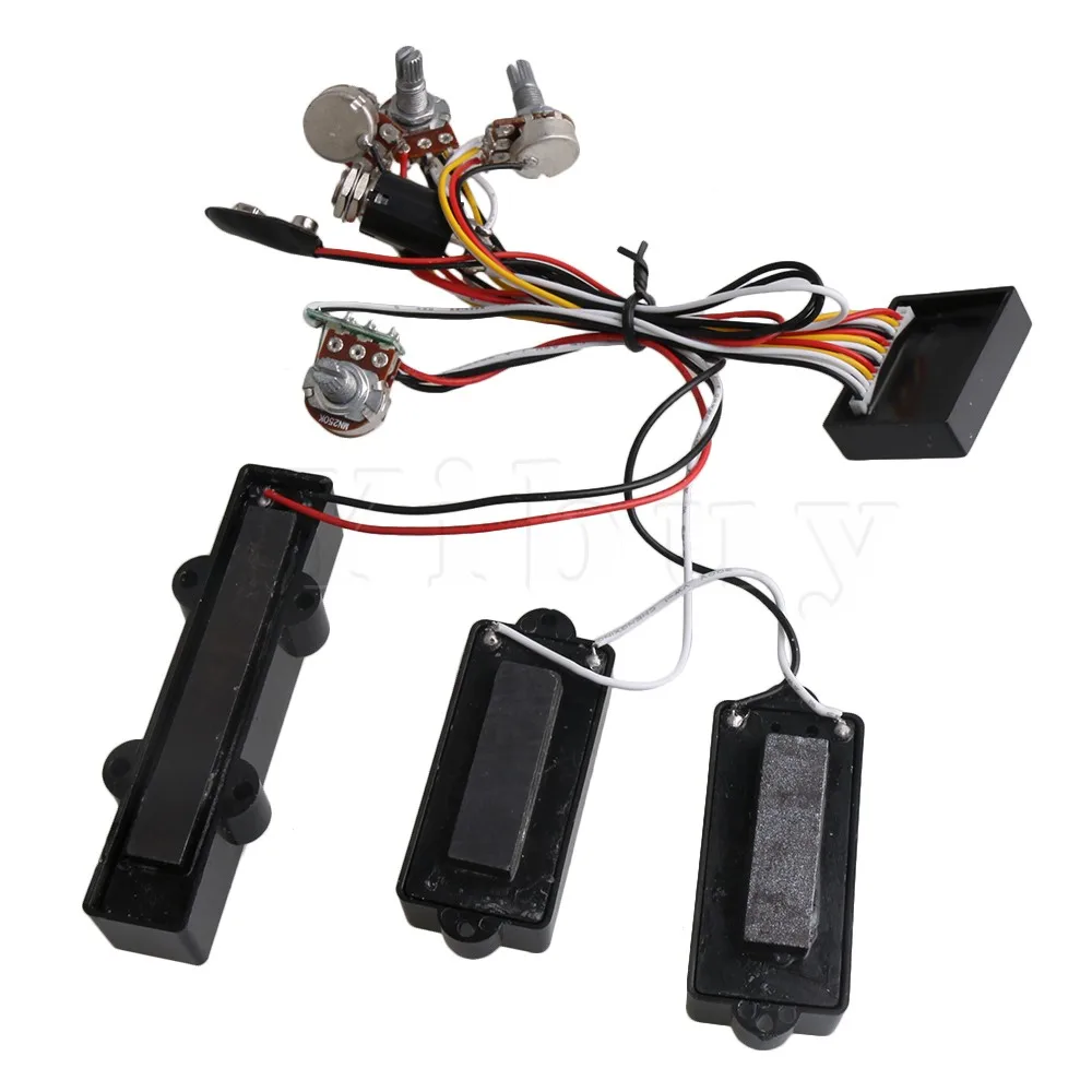 Yibuy Black Prewired 3-Band Equalizer EQ Preamp Pickup Potentiometer Setting for JB PB Bass Guitar Accessory