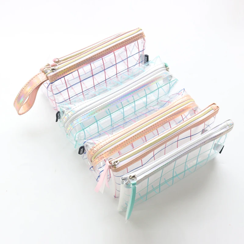 

Domikee candy Korea transparent PVC school zipper pencil bags stationery supplies,fine student pencil pouch for girls