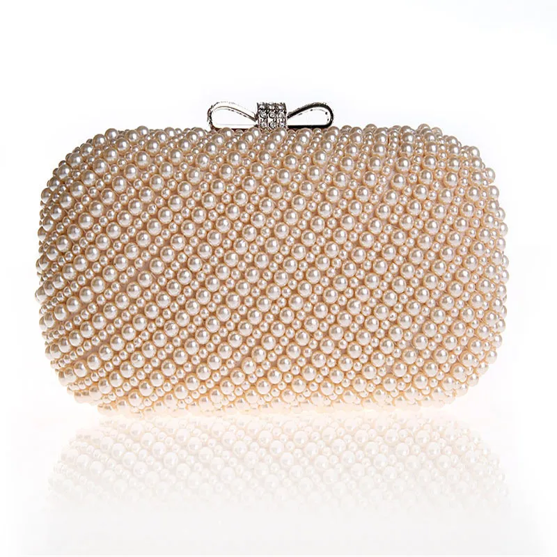 New 2019 pearls evening bags black white beaded clutch bag wedding bridal clutches party dinner ...
