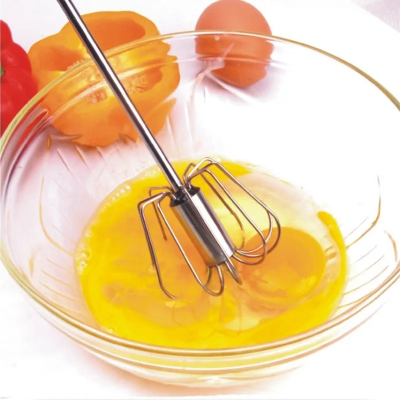 1PCS Semi automatic Manual Press Whisk Rotary Egg Beater Mixer Frother