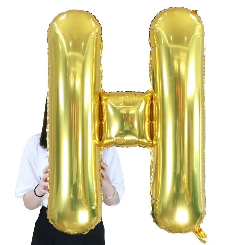 Большие 40 дюймовые воздушные шары с буквами, золотые буквы, фольгированные воздушные шары, аксессуары для дня рождения, свадьбы, украшения, гелиевые воздушные шары, вечерние принадлежности - Цвет: Gold H