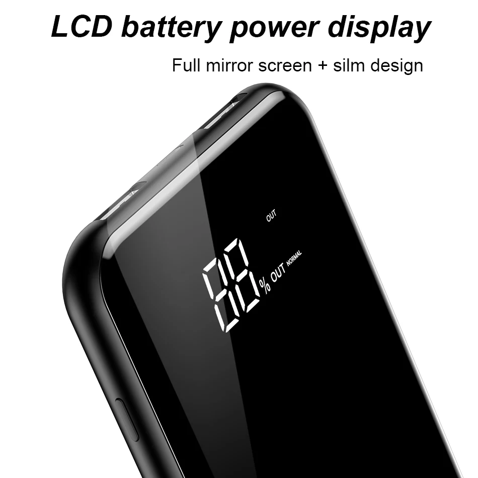 Baseus LCD 8000mAh QI Wireless Charger 2A Dual USB Power Bank For iPhone X 8 Samsung S9 Battery Charger 5W Wireless Charging Pad
