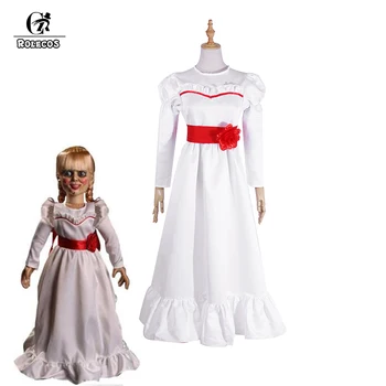 

ROLECOS Movie Annabelle Cosplay Costume Doll Cosplay Dress Lolita Dress Halloween Costume for Women White Female Dress