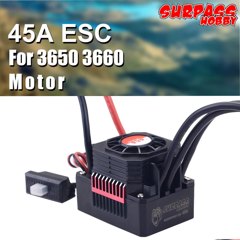 

SURPASS HOBBY KK 45A ESC Waterproof Electric Speed Controller for 1/10 1/12 RC Car 3650 3660 Brushless Motor power