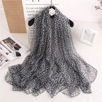 

2020 Summer Leopard Print Scarf Large Size Shawls And Wraps Women Silk Scarves Lady Pashmina Bandana Foulard Designer Hijab