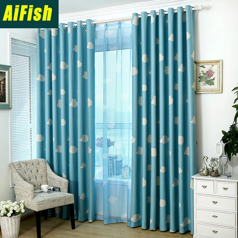 

Cloud Korean Cloth pink blue Curtains for Living Room Bedroom Curtain kid's girls Room Scenery Fabric Screens custom WP125#30