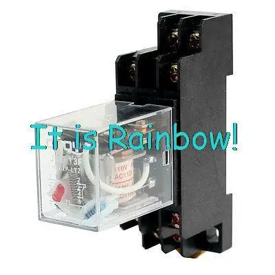 

Free Shipping AC 110V Coil Voltage DPDT 8-Pin Red Lamp Power Relay with 35mm DIN Rail Socket