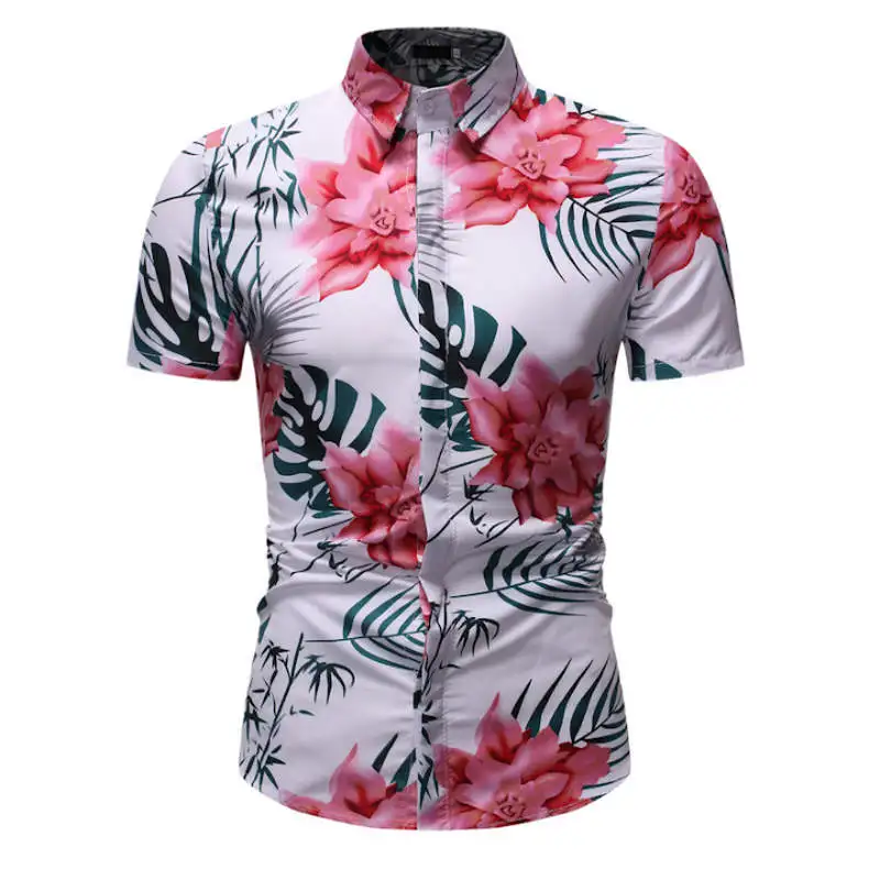 Новое поступление мужская рубашка с принтом хлопковая рубашка с коротким рукавом - Цвет: HZ41