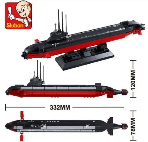 Candice guo plastic toy building block build blocks game kid birthday gift Submarine Military dunker model