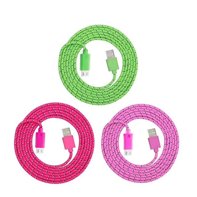 

For Samsung S3 S4 A10 M10 J4 A6 A7 2018 Huawei zte Android Phone Colorful Nylon Braided Micro USB data Cable fast Charger Cable