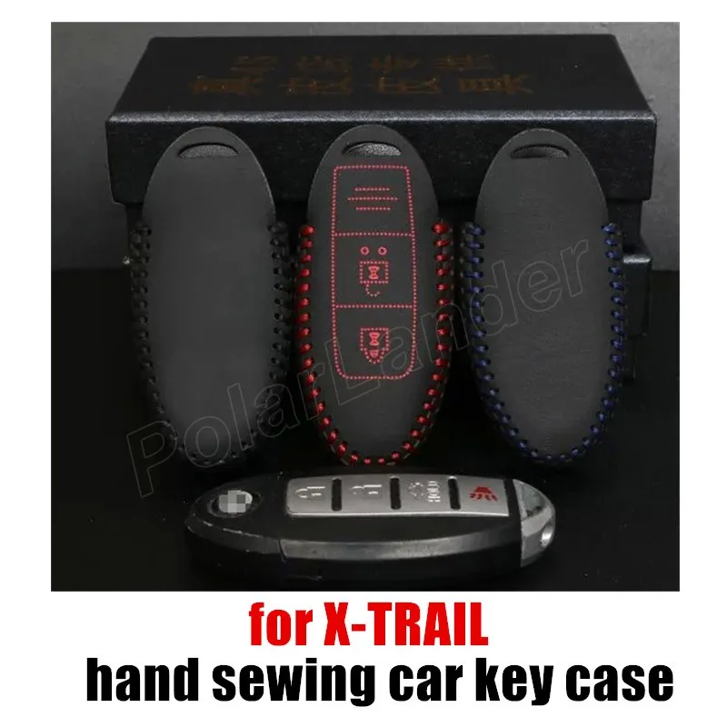 

Only Red free shipping car key cover case fit for NISSAN TEANA LIVINA XTRAIL Hand sewing DIY car styling genuine quality leather