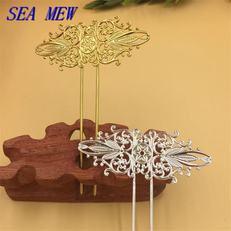 SEA MEW 5 шт. 87*35 мм медный лист заколки для волос цветок основа женщин DIY ювелирных