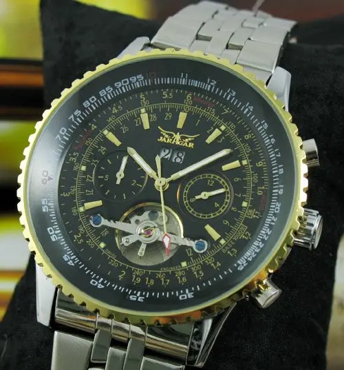 

Luxury Fashion Automatic Tourbillon Mens Multi Function Sport Watch black freeship