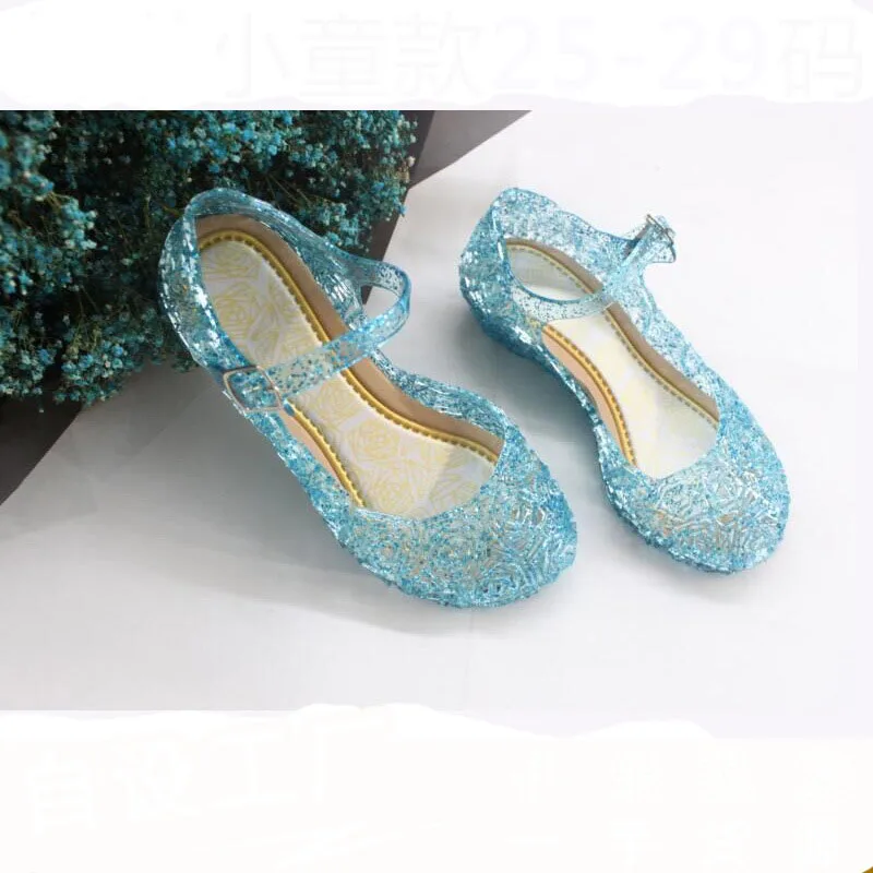

Summer Toddler Kid Baby Girl Wedge Sandals Glass Slipper Jelly Beach Shoes Ice And Snow Frozen Cinderella Girls Children's Shoes