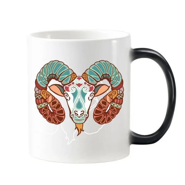 

Sign Aries Constellation Zodiac Symbol Mark Illustration Pattern Morphing Heat Sensitive Changing Color Mug Cup