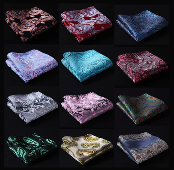 

Paisley Floral Men Silk Satin Pocket Square Hanky Jacquard Woven Classic Wedding Party Handkerchief #A4