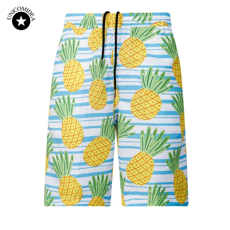 Мужские пляжные шорты с 3d принтом ананаса модные повседневные пляжные шорты Фитнес Брюки мужские короткие штаны быстросохнущие мужские шорты