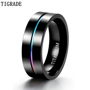 

Tigrade 7mm Colorful Ring Men Black Titanium Men Wedding Engagement Rings Rainbow Ring Male Fashion Jewelry Bague Homme Anels