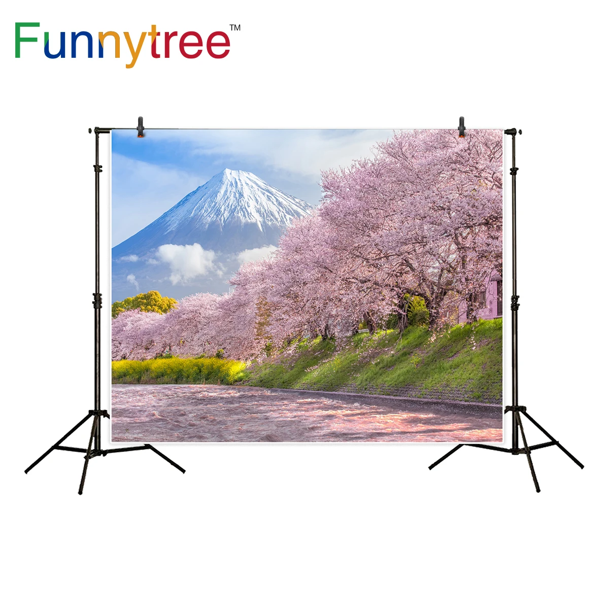Фон Funnytree для фотосъемки с креплением Fuji nature вишневый цвет река фон