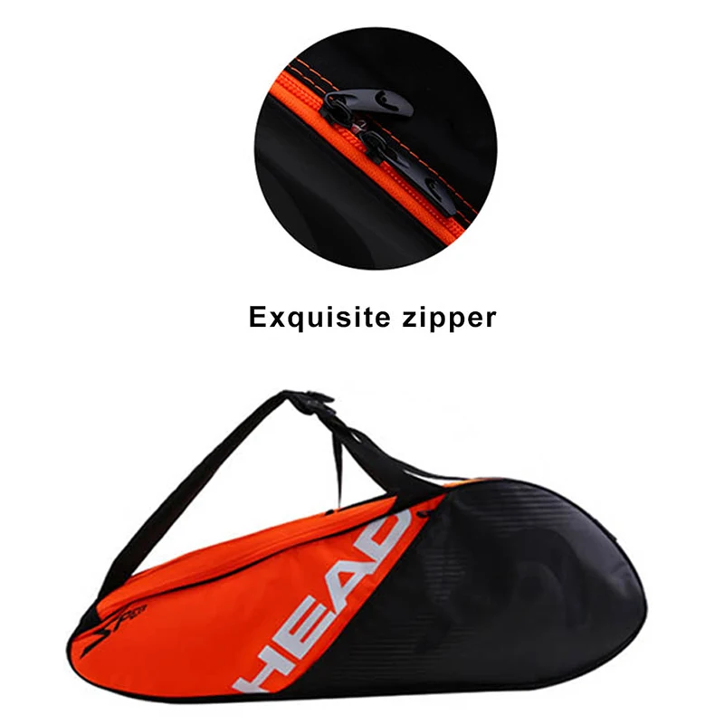 Cabeza tenis mochila negro naranja poliéster raqueta bolsa puede contener 9 raqueta bádminton Squash raqueta de tenis adultos hombres mujeres