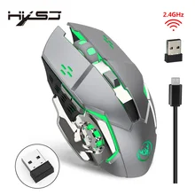 Hxsj M70GY игровая мышь перезаряжаемая беспроводная мышка Регулируемая оптическая компьютерная мышь 2400 dpi 2,4Hz Мыши для ПК ноутбука