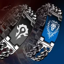 WOW Horde Alliance браслет из титановой стали для женщин и мужчин браслеты мужские игровые ювелирные изделия браслет из нержавеющей стали лев браслет