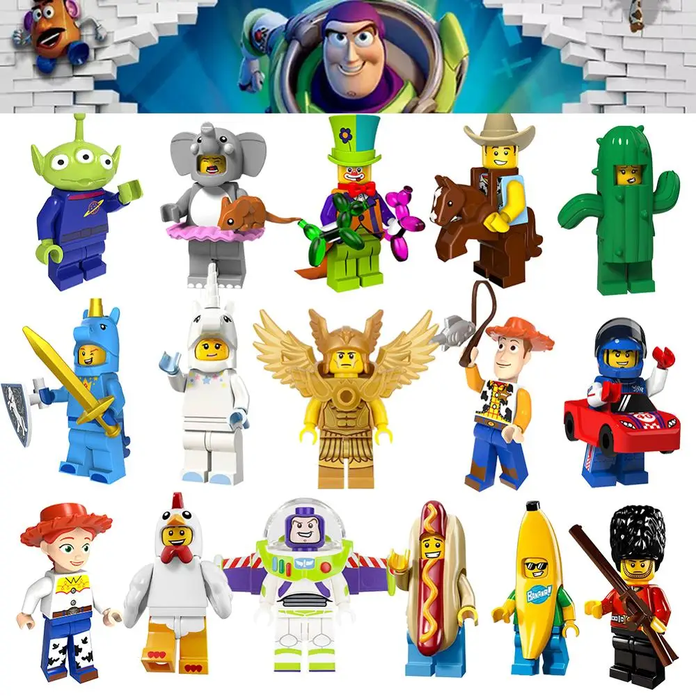 

Toy World Mini legoed Building Figures Jasimina Bonnie Woody Rex Sergeant Monkey Construction Duplo DIY gift for kids