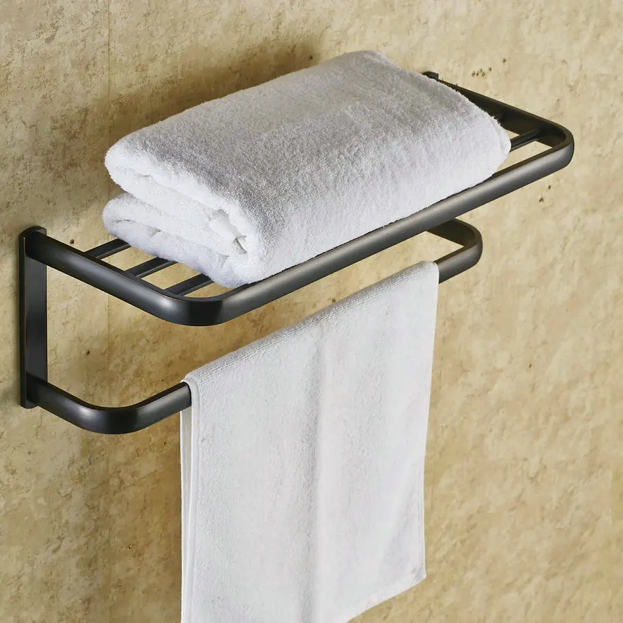 

Towel Racks Bathroom Hardware Bathroom Fixture Home Improvement copper archaize towel rack Black bathroom shelf whole sale hot